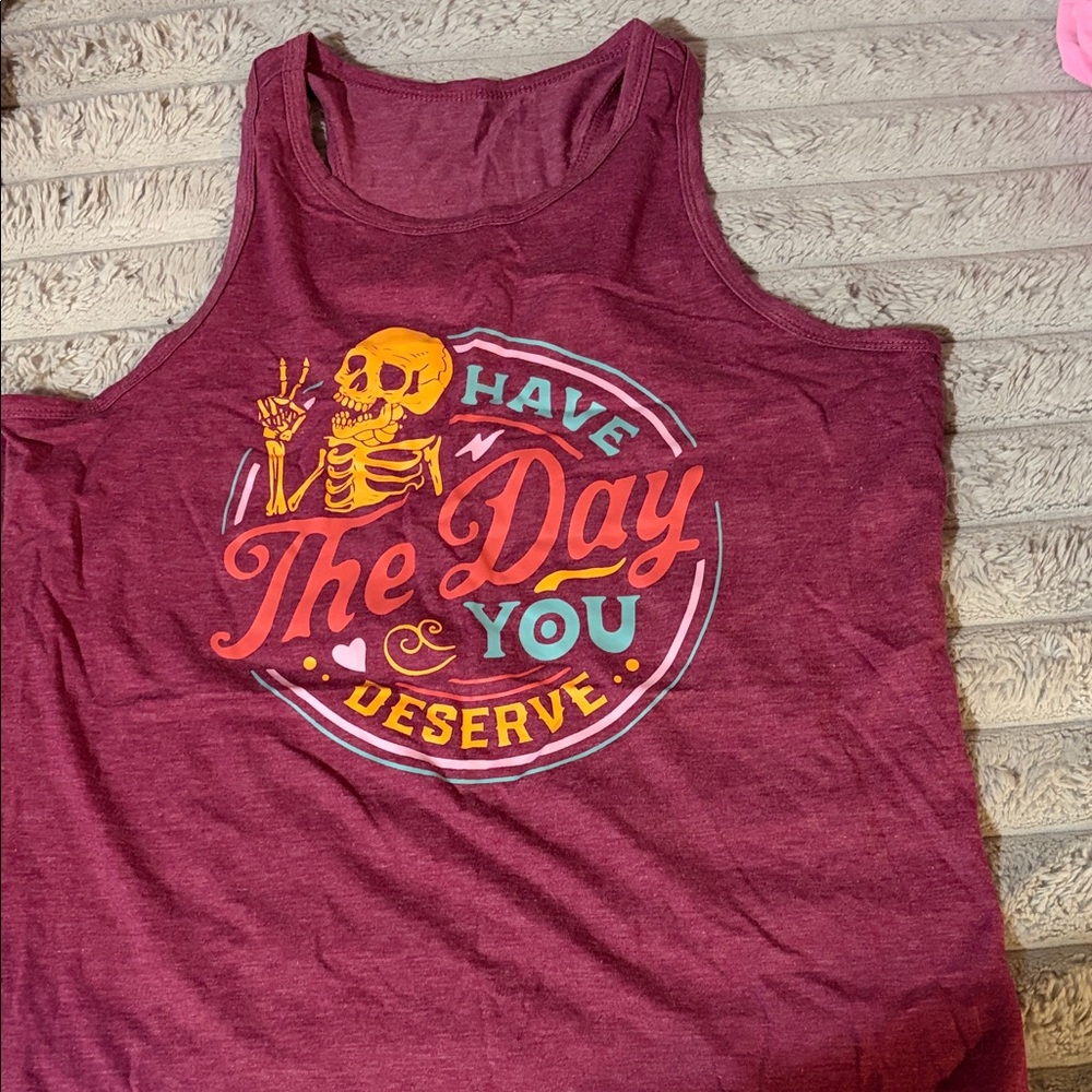 Graphic Burgundy Tank Top